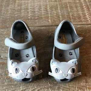 Mini Melissa sparkly silver cat shoes